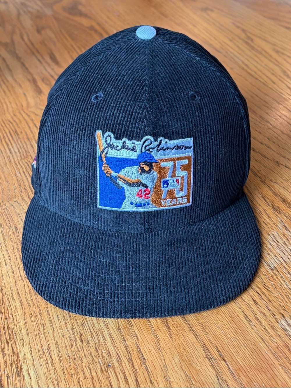 Jackie Robinson 75 Years Breaking Barriers Black Corduroy Dodgers Baseball Cap